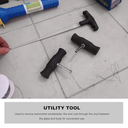 Sun Walker Windshield Removal Tool Kit, 65.6 Ft Window Glass Cutting Wire with Hook Tool & T-Handles, Professional Steel Wire Cut Out Set for Auto Windscreen Repair, Car Accessories
