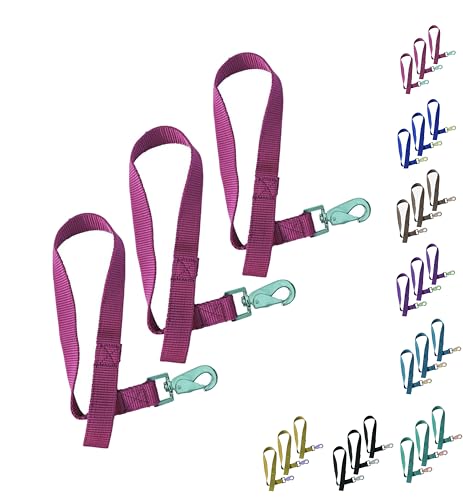 Majestic Ally Pack of 3 Horse Bucket Strap Hangers – Practical and Easy Design for Indoor or Outdoor Use -Set of 3,-1"x22" - color: Hot Pink