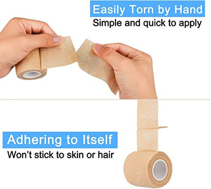 24 Packs Self Adherent Cohesive Wrap Bandages 2'' Wide, 5 Yards, First Aid Tape,Elastic Self Adhesive Tape,All Sports Athletic Tape, Non-Woven Bandage,Breathable Wound Tape,Skin Colour Athletic Tape - size: 24 Count (Pack of 1)