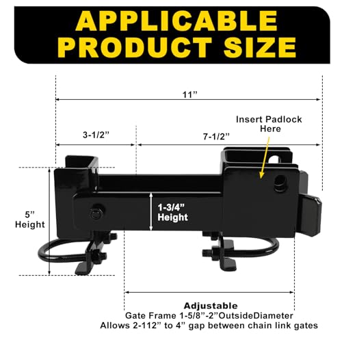 Chain Link Commercial Strong Arm Double Gate Latch 1-5/8" Thru 2" - color: Black
