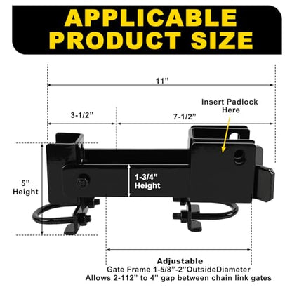 Chain Link Commercial Strong Arm Double Gate Latch 1-5/8" Thru 2" - color: Black