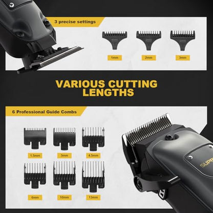 SUPRENT Hair Clippers for Men Professional, USB-C Rechargeable Cordless Clippers for Hair Cutting, Mens Hair Clippers and Trimmer Kit for Barber with LED Display for Barbers & Home Use