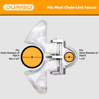 1-3/8" Gate Frames and 2-3/8" Gate Posts Chain Link Gate Latch, Heavy Duty Fence Gate Latch for Chain Link Fence, Galvanized Butterfly Latch with Padlock for Farm Fence, Metal Gates, 1 Pack