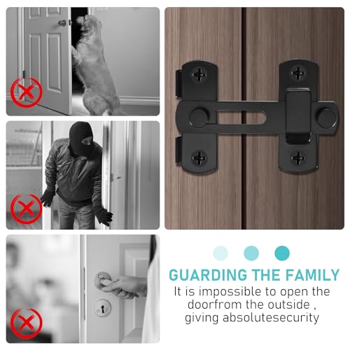 2pcs 180° Degree Flip Sliding Barn Door Locks and Latches, Sliding Barn Door Locks, Black Gate Latch Bolt Buckle Lock for Barn Door, Pet Door, Bathroom, Garage, Window, Sliding Door Lock - size: 4INCH-2PCS