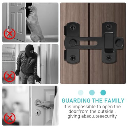 2pcs 180° Degree Flip Sliding Barn Door Locks and Latches, Sliding Barn Door Locks, Black Gate Latch Bolt Buckle Lock for Barn Door, Pet Door, Bathroom, Garage, Window, Sliding Door Lock - size: 4INCH-2PCS