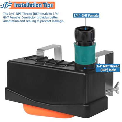 Water Trough Float Valve for Stock Tank,w/Hose Connector,Fit 3/4" NPT Hose - style: Stock Tank Float Valve with Connector-1PCS