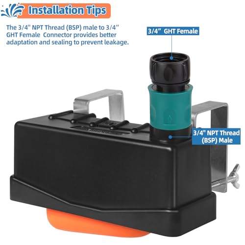 Water Trough Float Valve for Stock Tank,w/Hose Connector,Fit 3/4" NPT Hose - style: Stock Tank Float Valve with Connector-2PCS