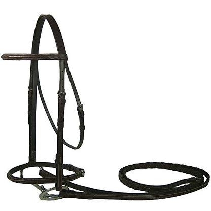 Everyday Raised Fancy Stitched Leather English Schooling Bridle with Laced Reins - Havana Mini