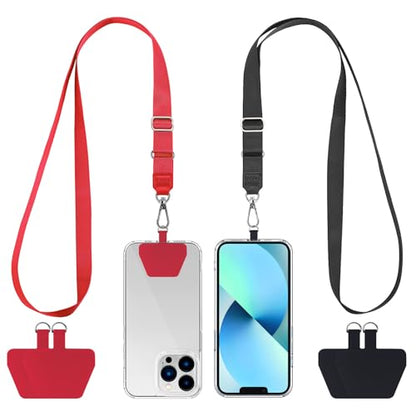 CACOE Phone Lanyard, Black+Red, 2 Pcs - color: Black+red, size: 21.65"