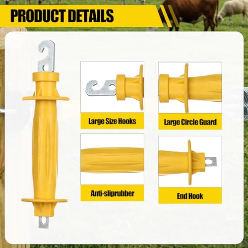 6 Pack Yellow Rubber Insulated Gate Handle Set – Heavy-Duty Electric Fence Handle, High-Visibility Durable Rubber, Weatherproof Safety Connector for Farm & Ranch Electric Fencing - color: 6-Pack