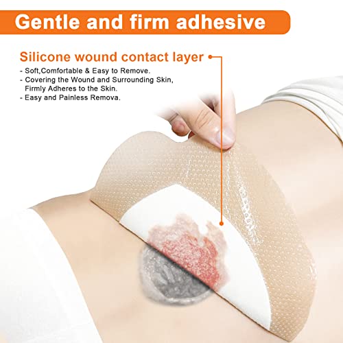 Carbou Silicone Sacrum Foam Dressing, 7.2"x7.2"(18cmx18cm), Box of 5 | Silicone Foam Dressing, Bordered Silicone Adhesive Sacral Foam Dressing for Bed Sore, Wound Care Products - size: 7.2x7.2 Inch (Pack of 5)