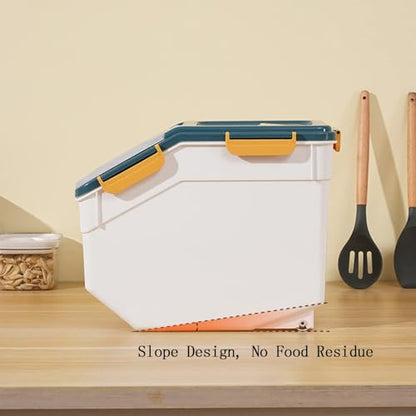 2 Pack 25lbs Rice Storage Container with Wheels, Flour and Sugar Container - color: 2Pcs 25LB Blue
