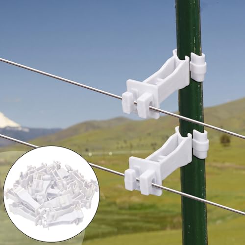 Outus 50pcs Reversed Extender Electric Fence TPost Insulators Snap, White - color: White