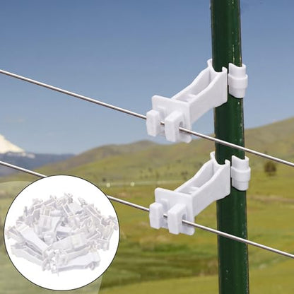 Outus 50pcs Reversed Extender Electric Fence TPost Insulators Snap, White - color: White