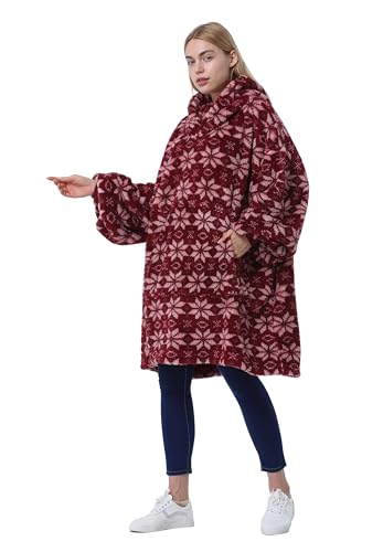 Catalonia Oversized Blanket Hoodie, Wearable Fleece Blanket Sweatshirt - color: Stella / Plush