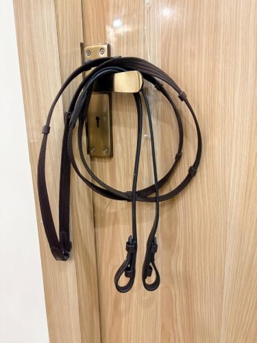 Horse Jumping Leather Bridle with Web Reins | Premium Genuine Leather English Bridle | Padded Browband & Noseband | Stainless Steel Buckles | Dark Brown Size Full - color: Havana Brown - Green Crystal