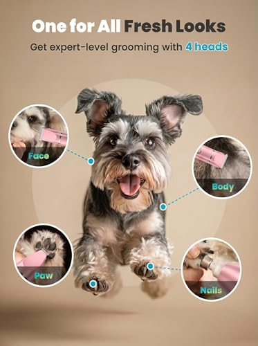 oneisall 4 in 1 Dog Grooming Kit with LCD Display Pink - color: Pink