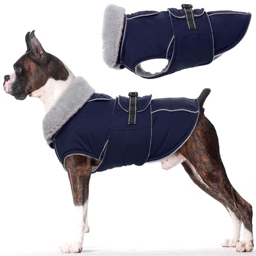 Lelepet Dog Jackets for Small Dogs Waterproof Dog Coat with Adjustable Fit - color: Navy Blue, size: S