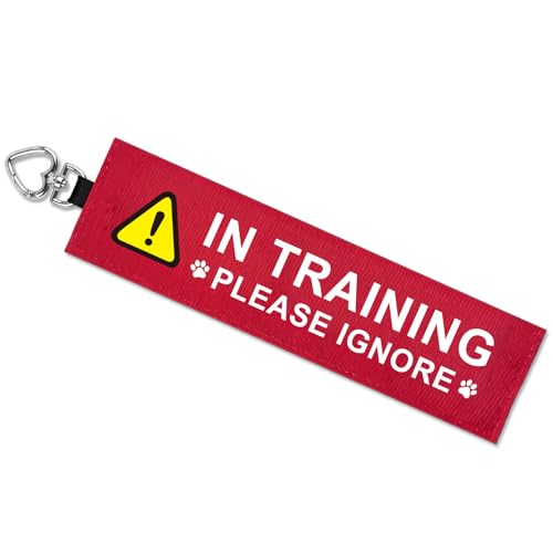 in Training Dog Leash Wrap, Double-Sided Visible Dog Sleeve with Heart Carabiner, Ripstop Please Ignore Warning Sign, Fits Standard Rope & Flat Leashes, Red - color: Please Ignore