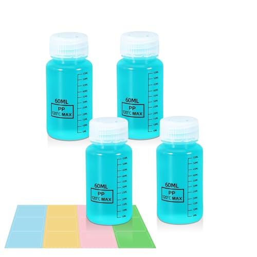 2oz Plastic Bottles 4 Pack - Small Travel Bottles with Lids, Wide Mouth Containers for Easy Filling, Leak-Proof Squeeze Bottles for Liquids, Toiletries & Pill Storage - color: Transparent, size: 2oz(60ml)