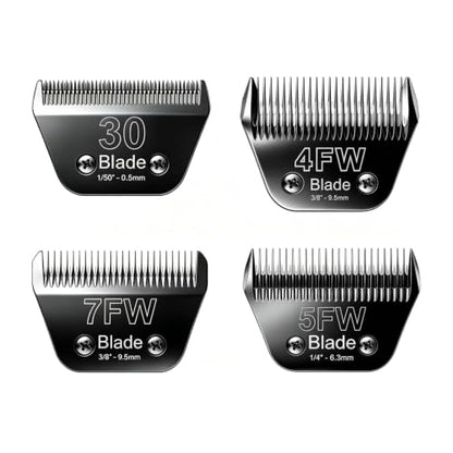4-Pack Wide Blades Dog Grooming Blades for Andis Dog Clipper - size: 30W+4FW+5FW+7FW