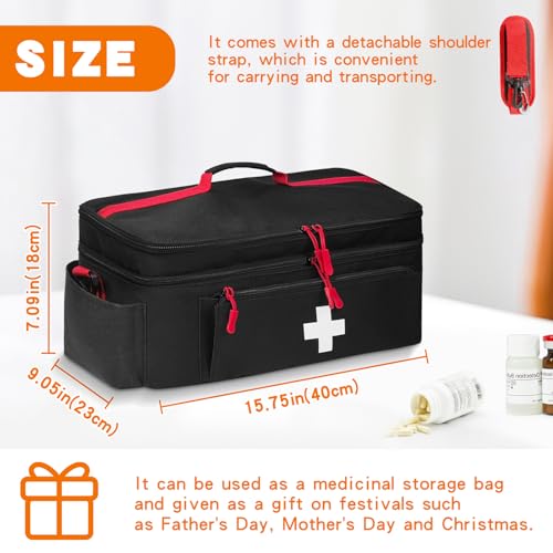 Boczif First Aid Bag Empty, Emergency Kit Bag(black with shoulder strap) - color: black with shoulder strap