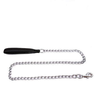 SGODA Metal Chain Heavy Duty Dog Leash, Chew Proof Dog Leash with Soft Handle for Over 50 lbs Large Size Pets Walking(4 ft. x 4.0 mm Black) - color: Black, size: 4 ft x 0.16 in