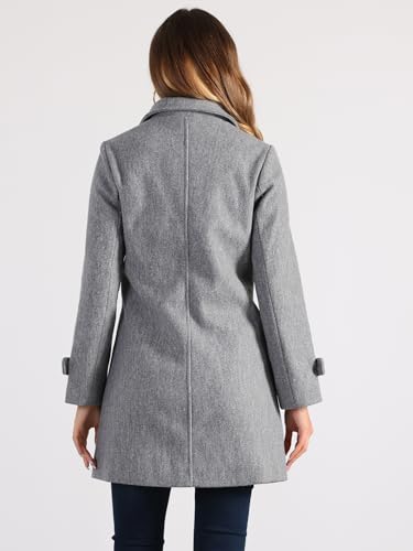 Allegra K Women's Winter Overcoat Peter Pan Collar Single Breasted Pea Coat - color: Gray, size: Large