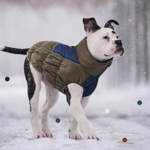IECOii Windproof Waterproof Dog Coat - Thick Fleece Vest With Zipper, Snow Jacket For Large Dogs - color: Armygreen, size: Large(Chest:24.41''/62 CM)