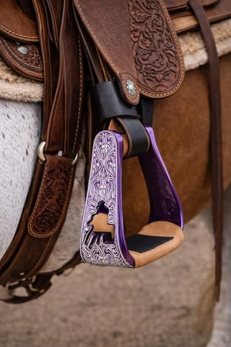 CHALLENGER Horse Saddle Western Riding Aluminum Stirrups Roper Angled Slanted Pair 51151v - color: Barrel Racer Purple