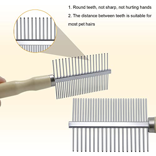 Wooden Handle Grooming Comb for Dogs Cats Pet（Double-Sided） - color: Double-Sided Teech Comb