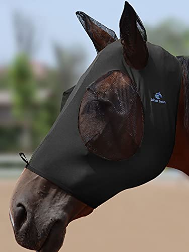 Mask Tech 5 Pieces Horse Fly Masks with Ears, Stretchy Elastic Mesh Fly Masks, 3D Eye Clearance, UV Protection-Large,Combo 30 - color: Combo 30, size: Large