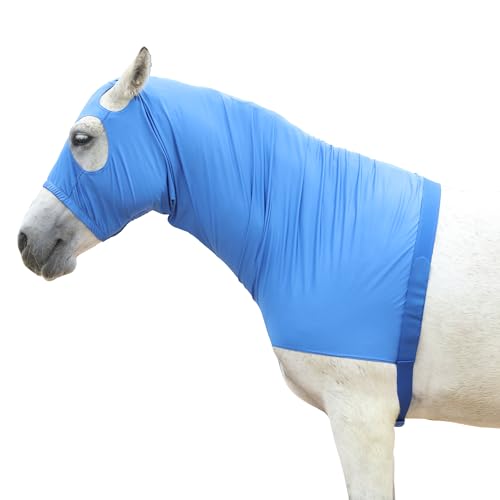 LEAFOREST Horse Slinky Hood with Zipper Stretch Neck Cover Sleazy Hoodies - color: Blue