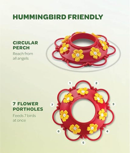 20 oz Red Glass Hummingbird Feeder [2 Pack] with Built-in Ant Guard - size: 20 oz - 2 Pack