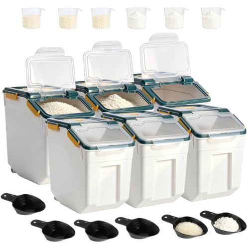 Saim 6Pack 50lb Flour & Rice Storage Container Bin, Dark Blue - color: 6Pack 50lbs Dark Blue