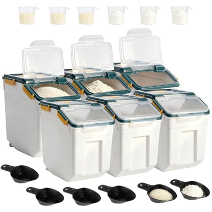 Saim 6Pack 50lb Flour & Rice Storage Container Bin, Dark Blue - color: 6Pack 50lbs Dark Blue
