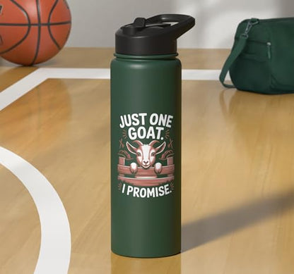 Just One Goat I Promise Cute Coat Pygmy Goat Farmer Stainless Steel Insulated Water Bottle - color: Dark Green