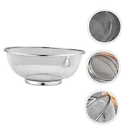 Stainless Steel Mesh Colander Fine Mesh Strainer for Soy Milk Kitchen Strainer for Washing Fruits and Vegetables Draining Pasta Rice and Quinoa 9.44 X 9.44 X 4.05 in