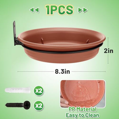 Alphatool Fence Bird Feeders Tray, 8.3" Dia., Brown - color: Brown, size: 1pcs