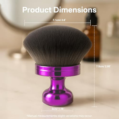 Kabuki Self Tanner Brush – Round Dome Blending Brush for Face & Body, Palm-Grip Applicator for Smooth, Streak-Free Tan | Soft Synthetic Bristles, Washable & Reusable (Purple) - color: Purple