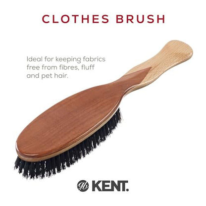 Kent CS1B Clothes Brush, Fabric Lint Remover for Cotton, Wool, Suede and Silk, Pure Black Bristles Handcrafted Two Tone Cherrywood Veneer Remover for Dust, Fluff and pet Hair. Made in England - style: CS1B