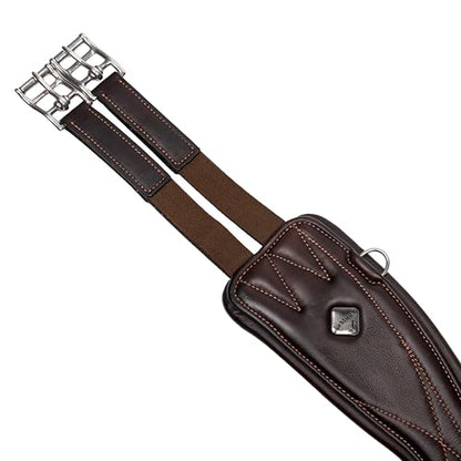 LeMieux Gel-Tek Anatomic Jumping Girth - Contoured Shape - Dynamic Gel and Ultra Soft Leather - color: Brown, size: 105cm/42"