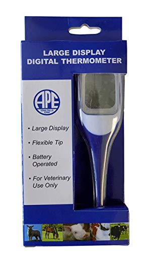 Agri-Pro Veterinary Thermometer. Fast, Accurate Temperature Readings for Pets and Livestock. Large Display. Flexible Tip.