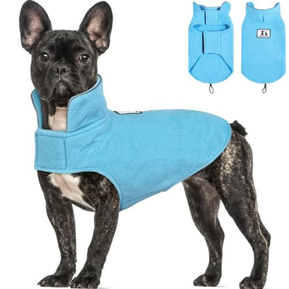 DENTRUN Reversible Dog Winter Coat, Windproof Polar Fleece Reflective Vest - color: Blue, size: X-Small