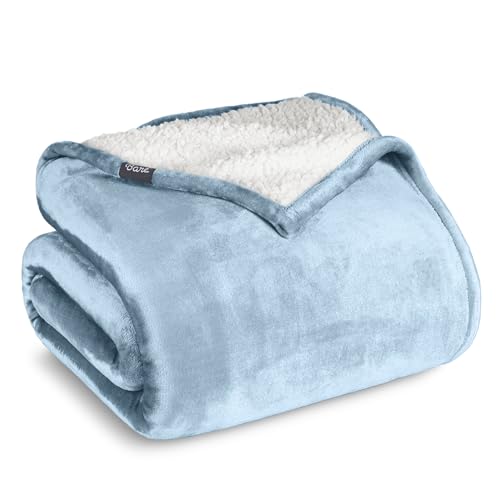 Bare Home Sherpa Fleece Blanket (Twin/Twin XL, Light Blue) | Reversible Blanket for Bed, Sofa, and Couch, Warm & Lightweight, Fluffy & Soft - color: 15 - Light Blue, size: Twin/Twin XL