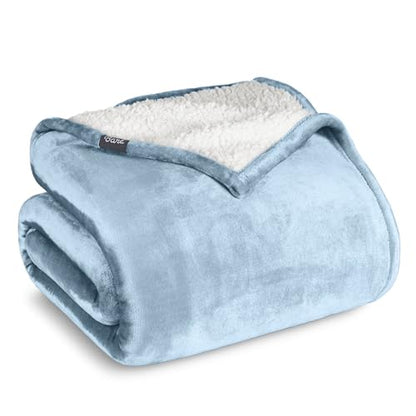 Bare Home Sherpa Fleece Blanket (Twin/Twin XL, Light Blue) | Reversible Blanket for Bed, Sofa, and Couch, Warm & Lightweight, Fluffy & Soft - color: 15 - Light Blue, size: Twin/Twin XL