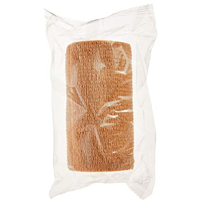 Juvale Bandage Wrap - 4 in x 5 yd, Tan, 6 Rolls - Self Adherent Cohesive Tape & Elastic Support - Breathable Vet Wrap & Medical Tape for Sports & Tattoo (Pack of 2) - size: 4" x 5 Yards (Pack of 2)