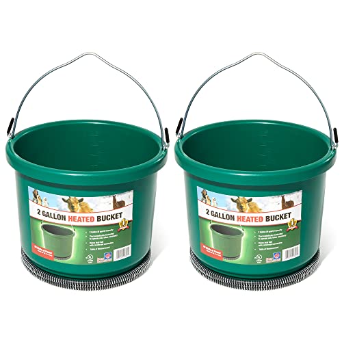 Farm Innovators HB-60 Heated Plastic Bucket, 60 Watts, 2 Gallon, 2-Pack - color: Green, size: 2 Gallon