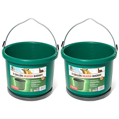 Farm Innovators HB-60 Heated Plastic Bucket, 60 Watts, 2 Gallon, 2-Pack - color: Green, size: 2 Gallon