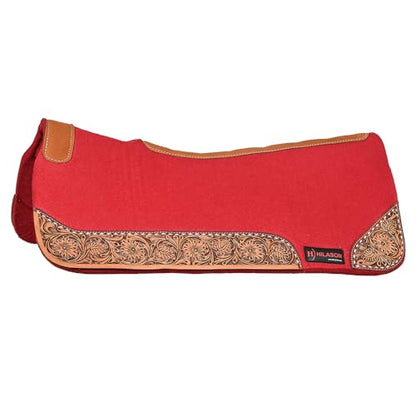 HILASON Western Wool Felt Horse Saddle Pad, Black, 32x30 - color: Red